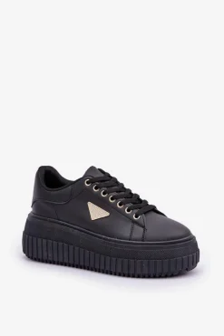 Best Stylowe Sneakersy Na Masywnej Platformie Czarne Vallexia Damskie Buty Sportowe Na Platformie|Sneakersy Damskie