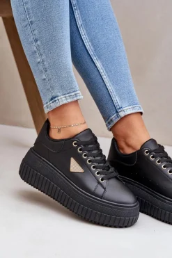 Best Stylowe Sneakersy Na Masywnej Platformie Czarne Vallexia Damskie Buty Sportowe Na Platformie|Sneakersy Damskie