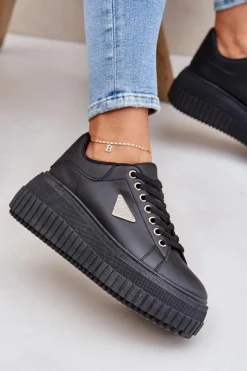 Best Stylowe Sneakersy Na Masywnej Platformie Czarne Vallexia Damskie Buty Sportowe Na Platformie|Sneakersy Damskie