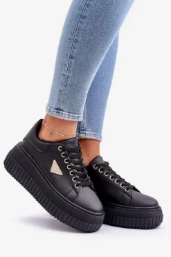 Best Stylowe Sneakersy Na Masywnej Platformie Czarne Vallexia Damskie Buty Sportowe Na Platformie|Sneakersy Damskie