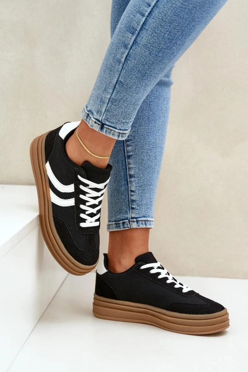 Buty Sportowe Na Platformie|Sneakersy Damskie>Boto Stylowe Sneakersy Na Platformie Czarne Doriwa