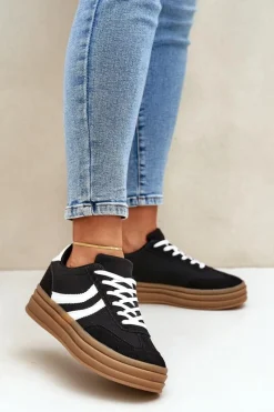 Buty Sportowe Na Platformie|Sneakersy Damskie>Boto Stylowe Sneakersy Na Platformie Czarne Doriwa