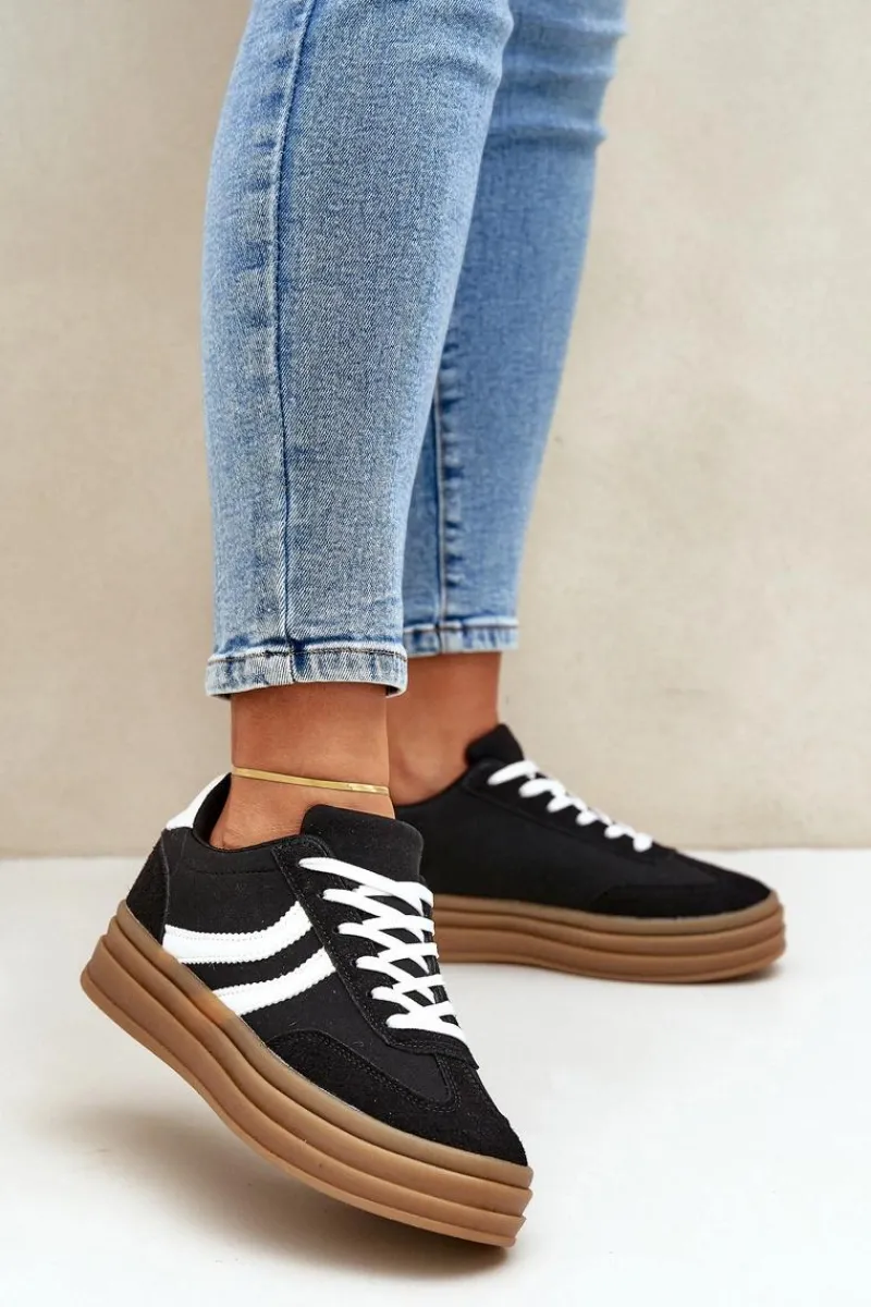 Buty Sportowe Na Platformie|Sneakersy Damskie>Boto Stylowe Sneakersy Na Platformie Czarne Doriwa