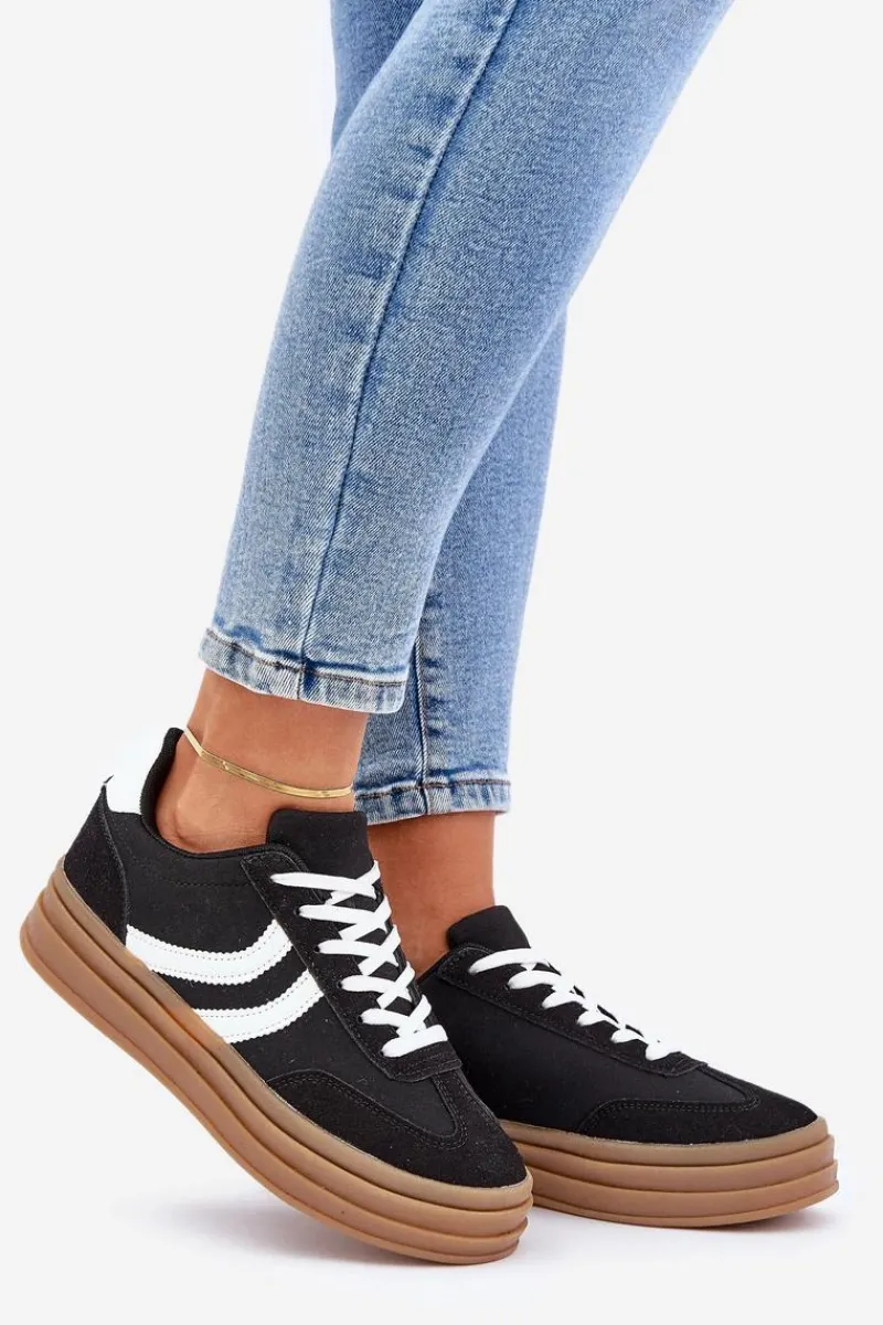Buty Sportowe Na Platformie|Sneakersy Damskie>Boto Stylowe Sneakersy Na Platformie Czarne Doriwa