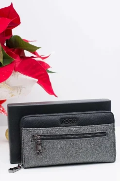 Outlet Boto Stylowy Damski Czarno Szary Portfel Nobo
