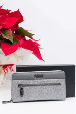 Boto Stylowy Damski Srebrno Szary Portfel Nobo