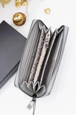 Boto Stylowy Damski Srebrno Szary Portfel Nobo