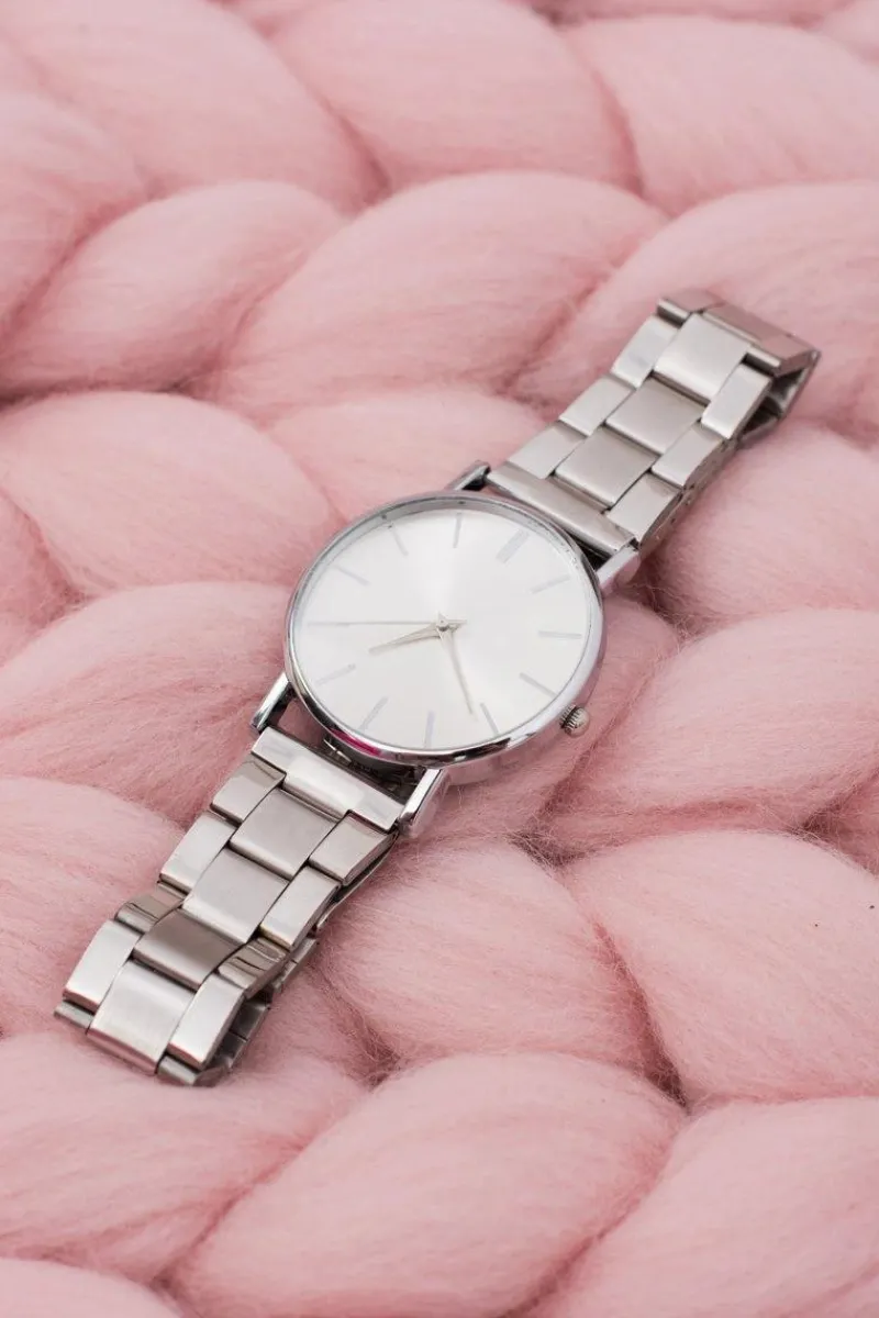 New Stylowy Srebrny Damski Zegarek z Bransoletą Zegarki