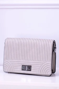 Boto Szara Damska Klasyczna Prążkowana Torebka