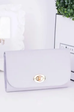 New Szara Damska Kopertówka Złote Okucia Kopertówki