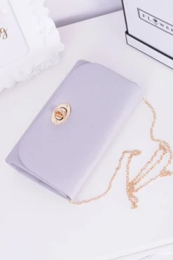 New Szara Damska Kopertówka Złote Okucia Kopertówki