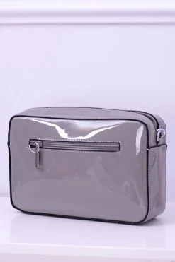 Torebki Klasyczne>Boto Szara Lakierowana Torebka Damska Not Scared