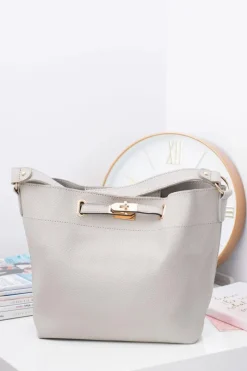 Discount Szara Torebka Damska A4 na Rami Torebki Klasyczne