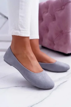 Online Boto Szare Damskie Balerinki Zamsz Buenos