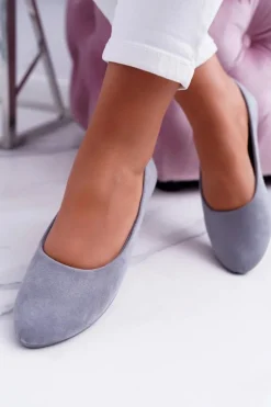 Online Boto Szare Damskie Balerinki Zamsz Buenos