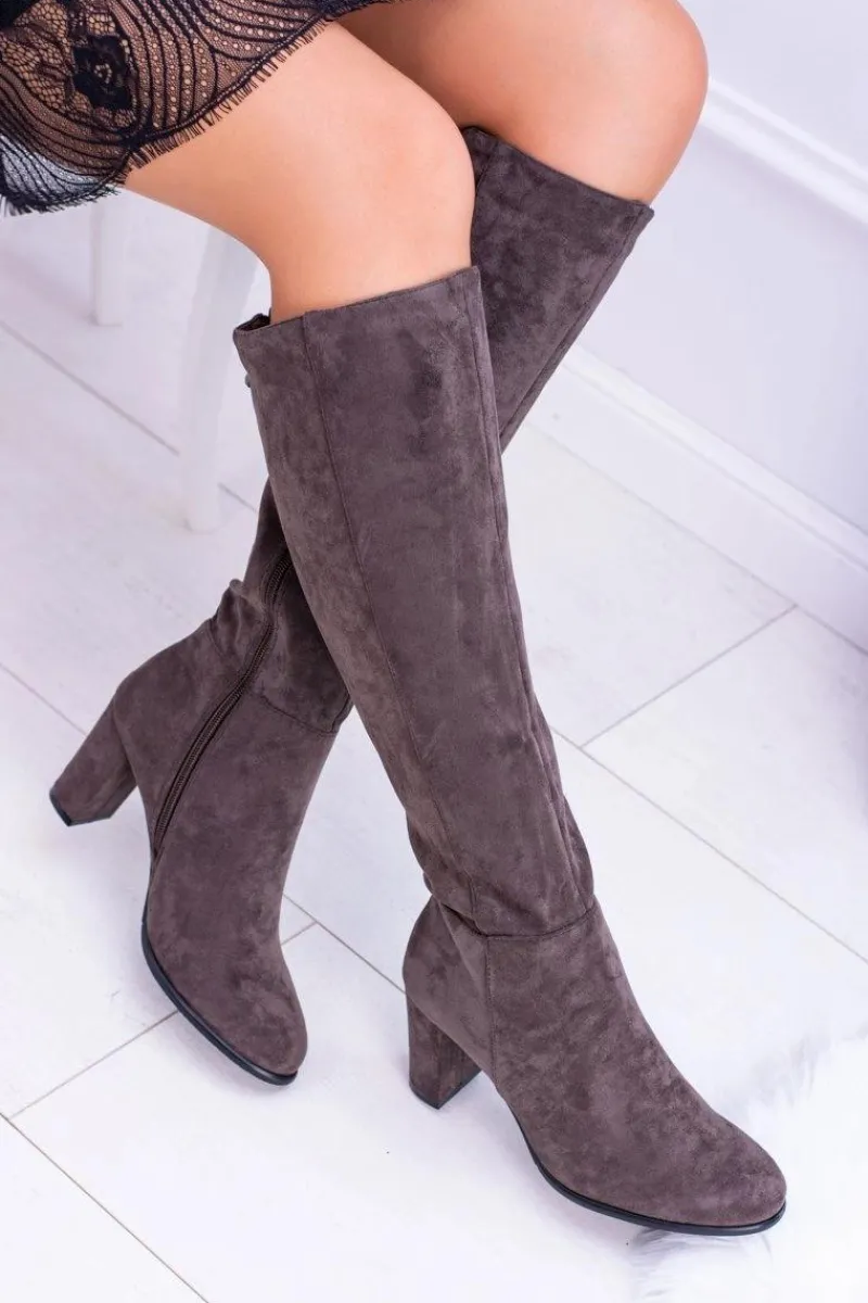 Sale Buty Sergio Leone Szare Damskie Kozaki Zamszowe Sergio Leone KZ271