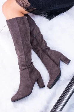 Sale Buty Sergio Leone Szare Damskie Kozaki Zamszowe Sergio Leone KZ271