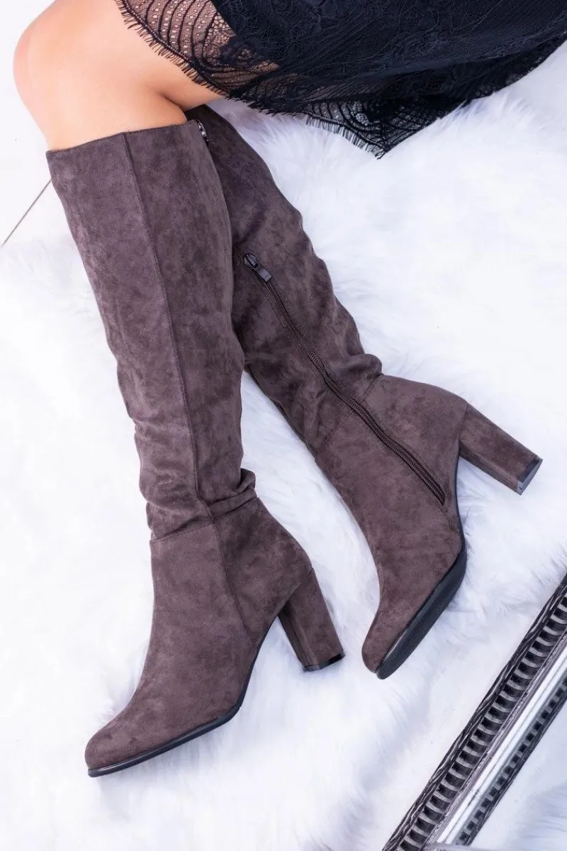 Sale Buty Sergio Leone Szare Damskie Kozaki Zamszowe Sergio Leone KZ271