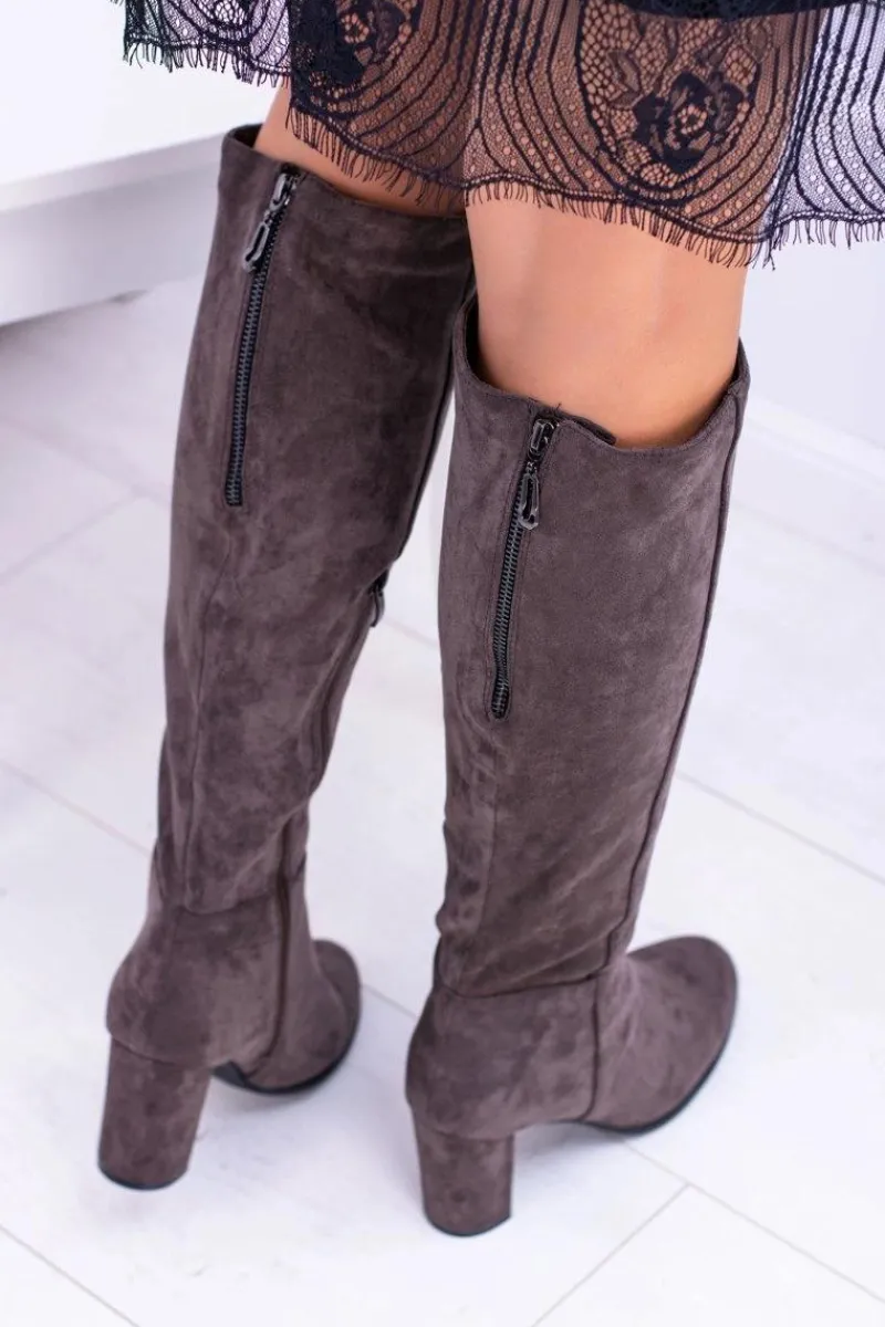 Sale Buty Sergio Leone Szare Damskie Kozaki Zamszowe Sergio Leone KZ271