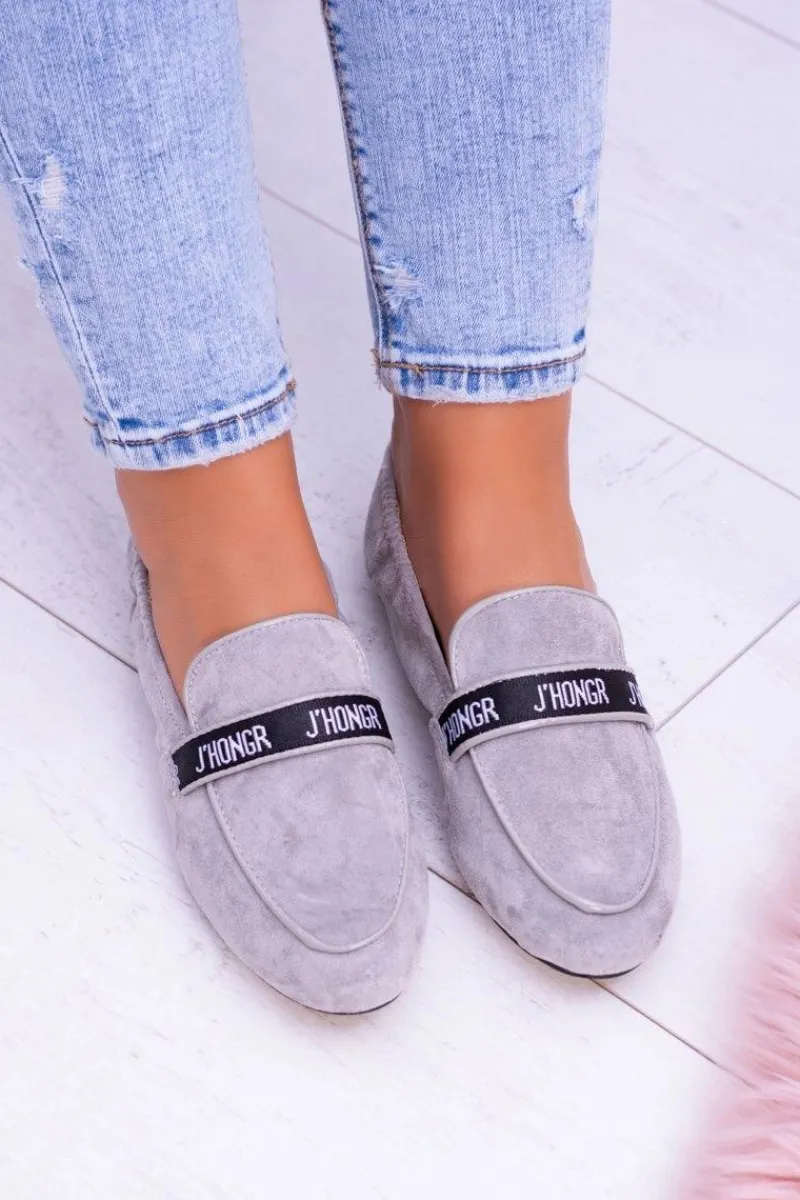 Szare Mokasyny Damskie Lu Boo Horten Damskie Mokasyny Damskie Zamszowe