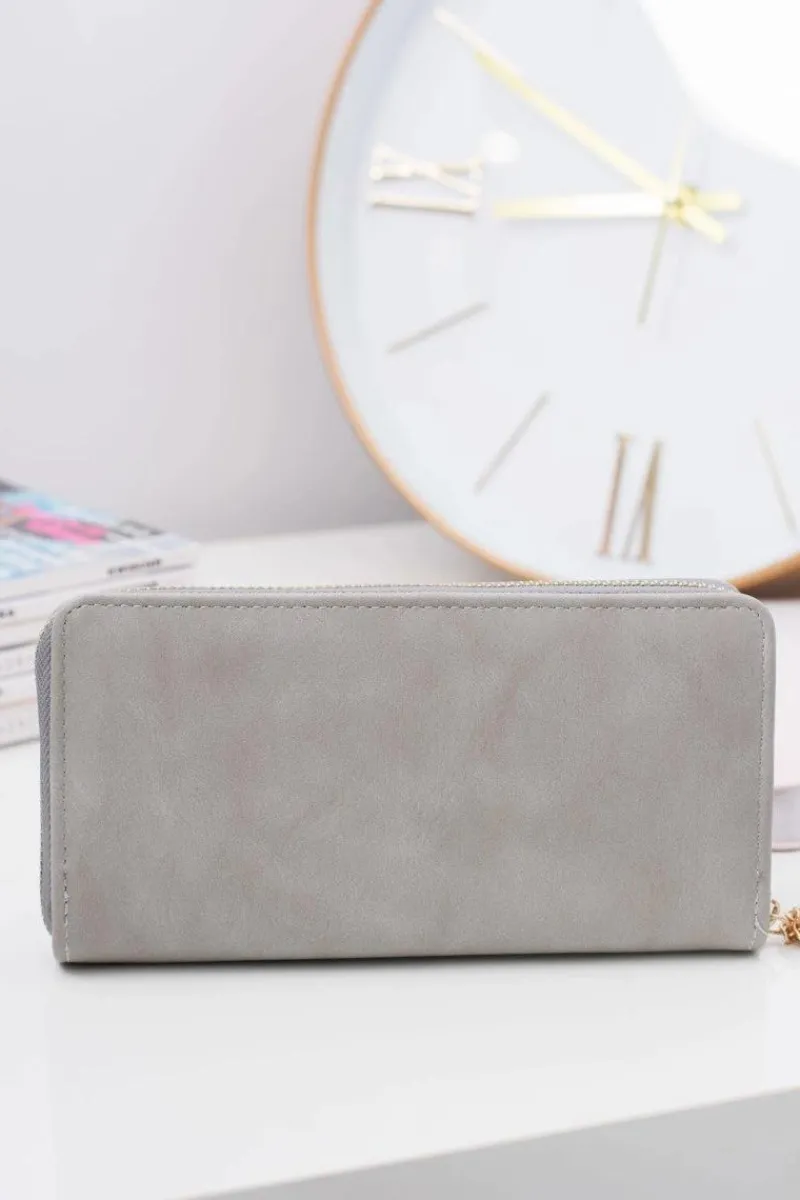 Hot Boto Szary Damski Duży Portfel Brelok Złote Serce