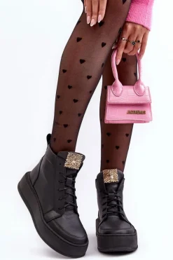 Botki Sznurowane|Czarne Botki><noscript><img width=