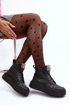 Botki Sznurowane|Czarne Botki><noscript><img width=