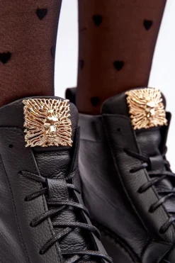 Botki Sznurowane|Czarne Botki><noscript><img width=