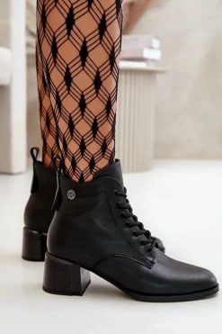 Botki Ocieplane|Botki Skórzane></noscript>Buty damskie Vinceza Sznurowane Botki Damskie Na Obcasie Ze Skóry Naturalnej Ocieplane Czarne Vinceza 91110