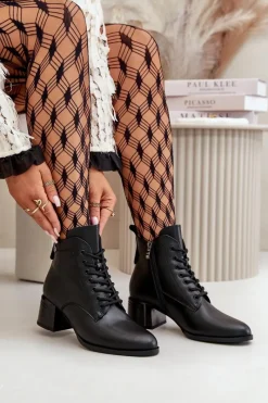 Botki Ocieplane|Botki Skórzane></noscript>Buty damskie Vinceza Sznurowane Botki Damskie Na Obcasie Ze Skóry Naturalnej Ocieplane Czarne Vinceza 91110