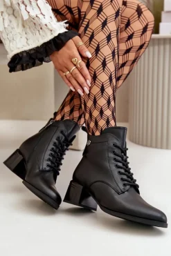 Botki Ocieplane|Botki Skórzane></noscript>Buty damskie Vinceza Sznurowane Botki Damskie Na Obcasie Ze Skóry Naturalnej Ocieplane Czarne Vinceza 91110