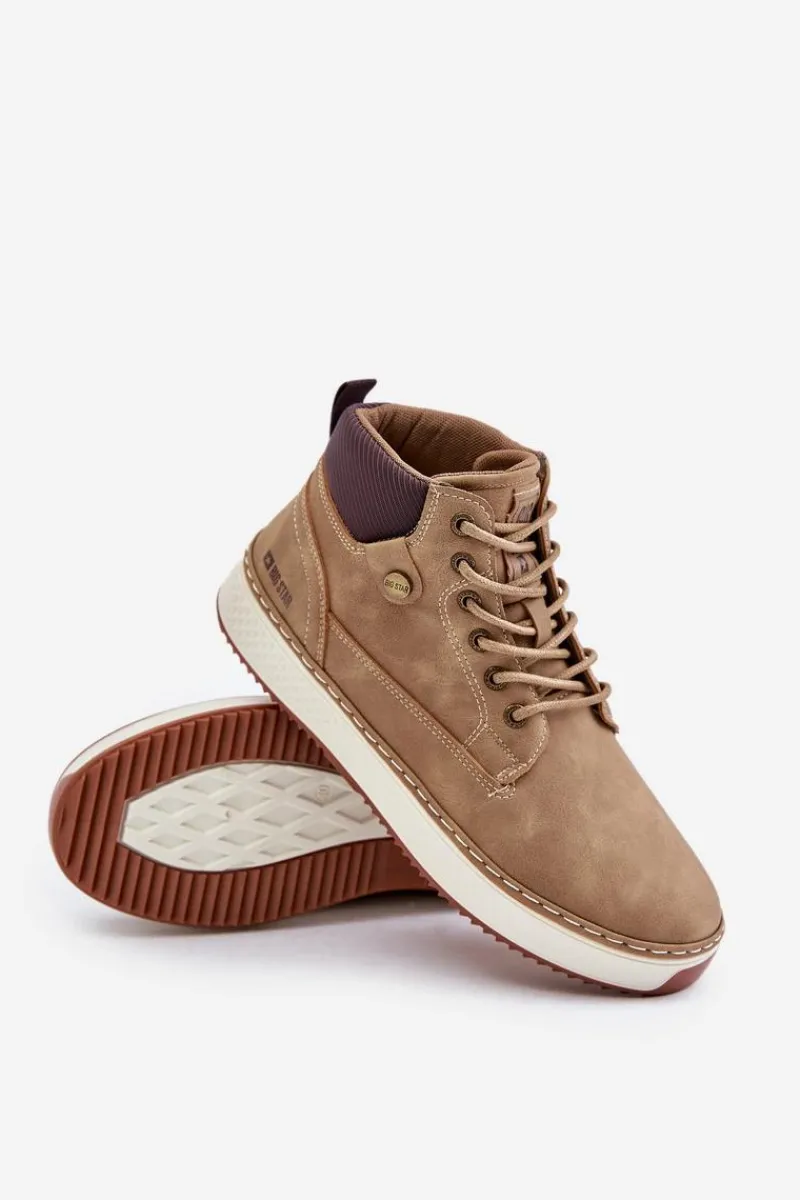 Discount Big Star Shoes Sznurowane Botki Męskie Big Star OO174560 Hi-Poly System Brązowe Brązowy