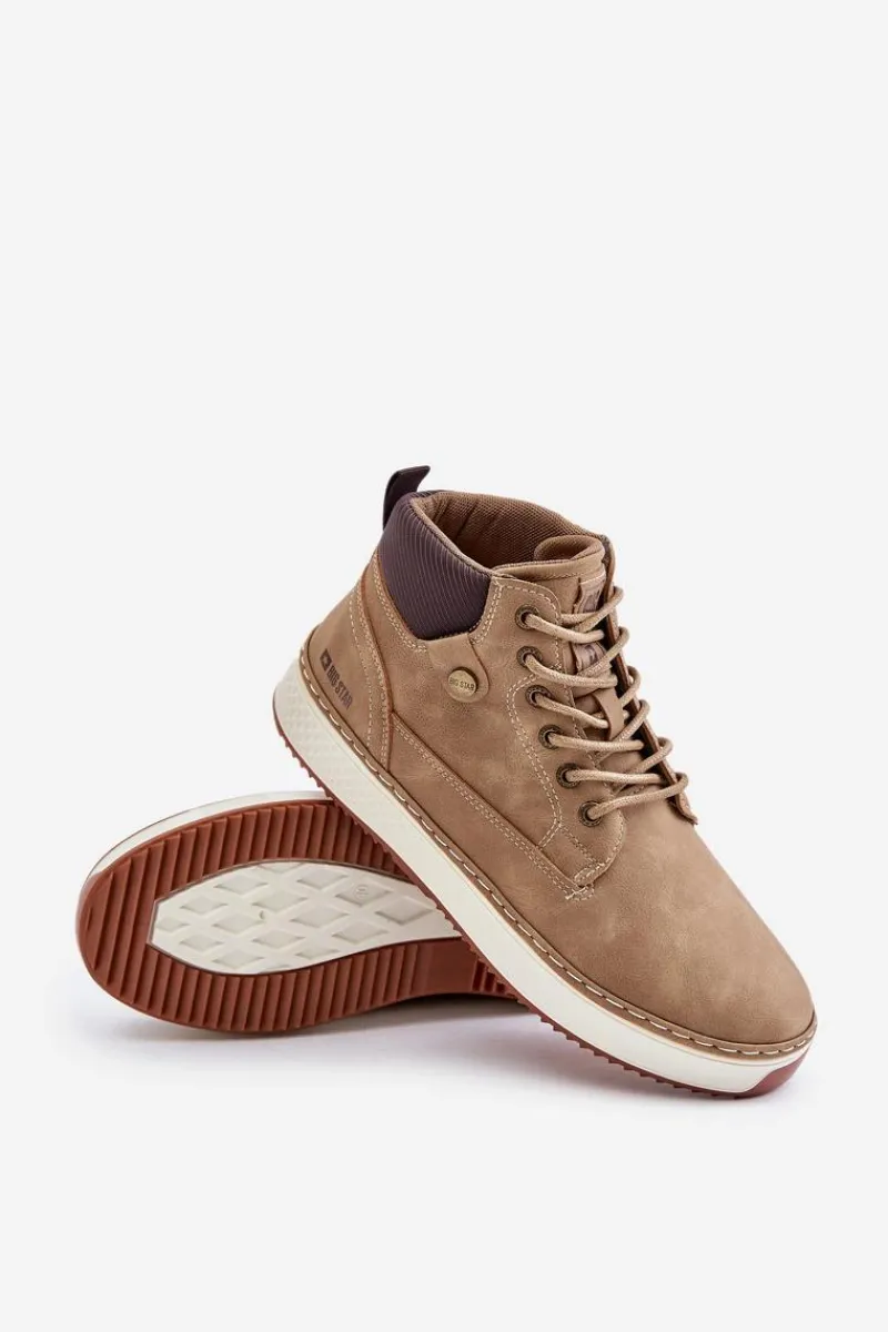 Discount Big Star Shoes Sznurowane Botki Męskie Big Star OO174560 Hi-Poly System Brązowe Brązowy