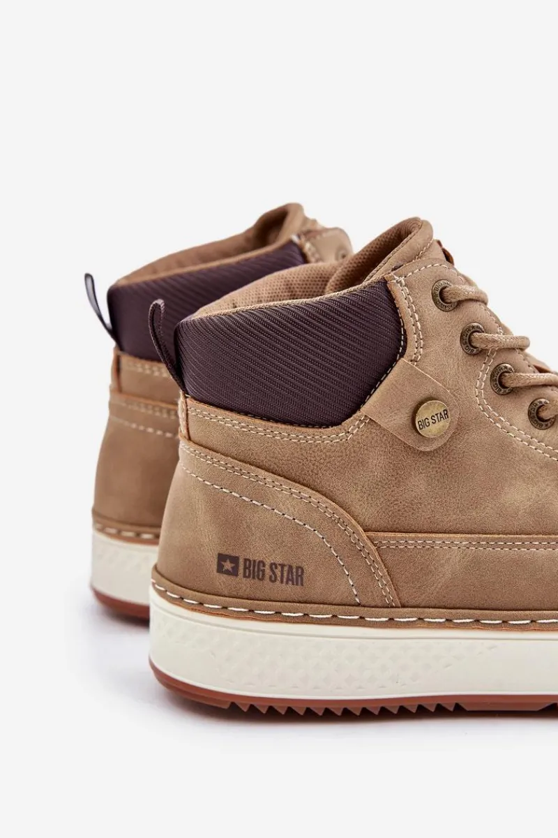 Discount Big Star Shoes Sznurowane Botki Męskie Big Star OO174560 Hi-Poly System Brązowe Brązowy