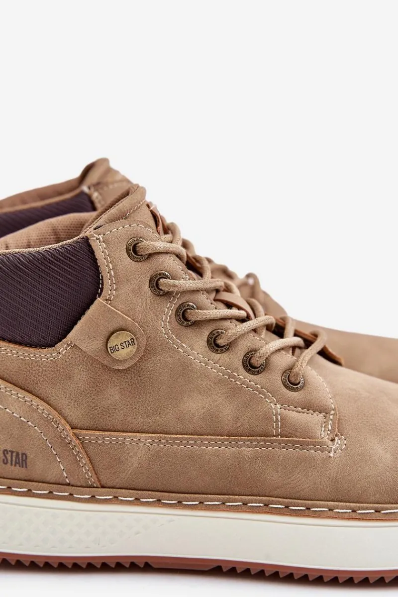 Discount Big Star Shoes Sznurowane Botki Męskie Big Star OO174560 Hi-Poly System Brązowe Brązowy