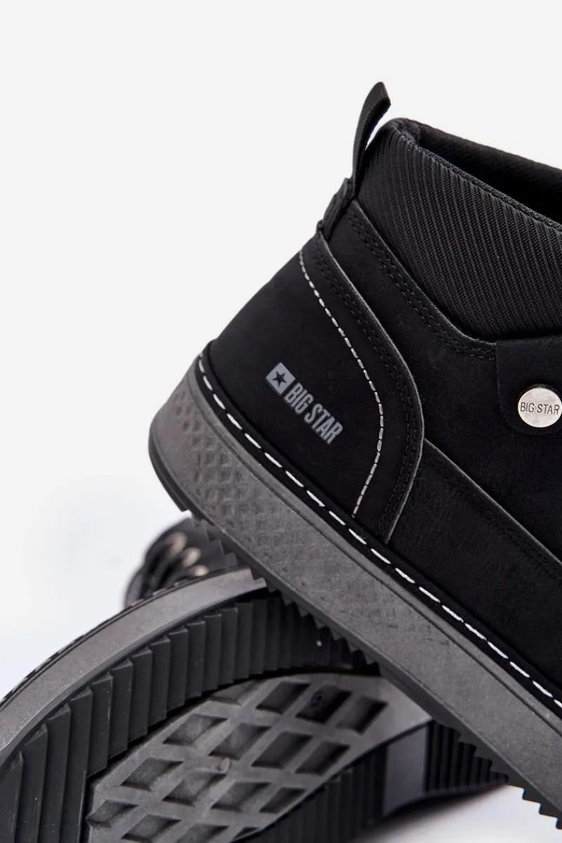 Sznurowane Botki Męskie Big Star OO174559 Hi-Poly System Czarne Męskie Botki Męskie