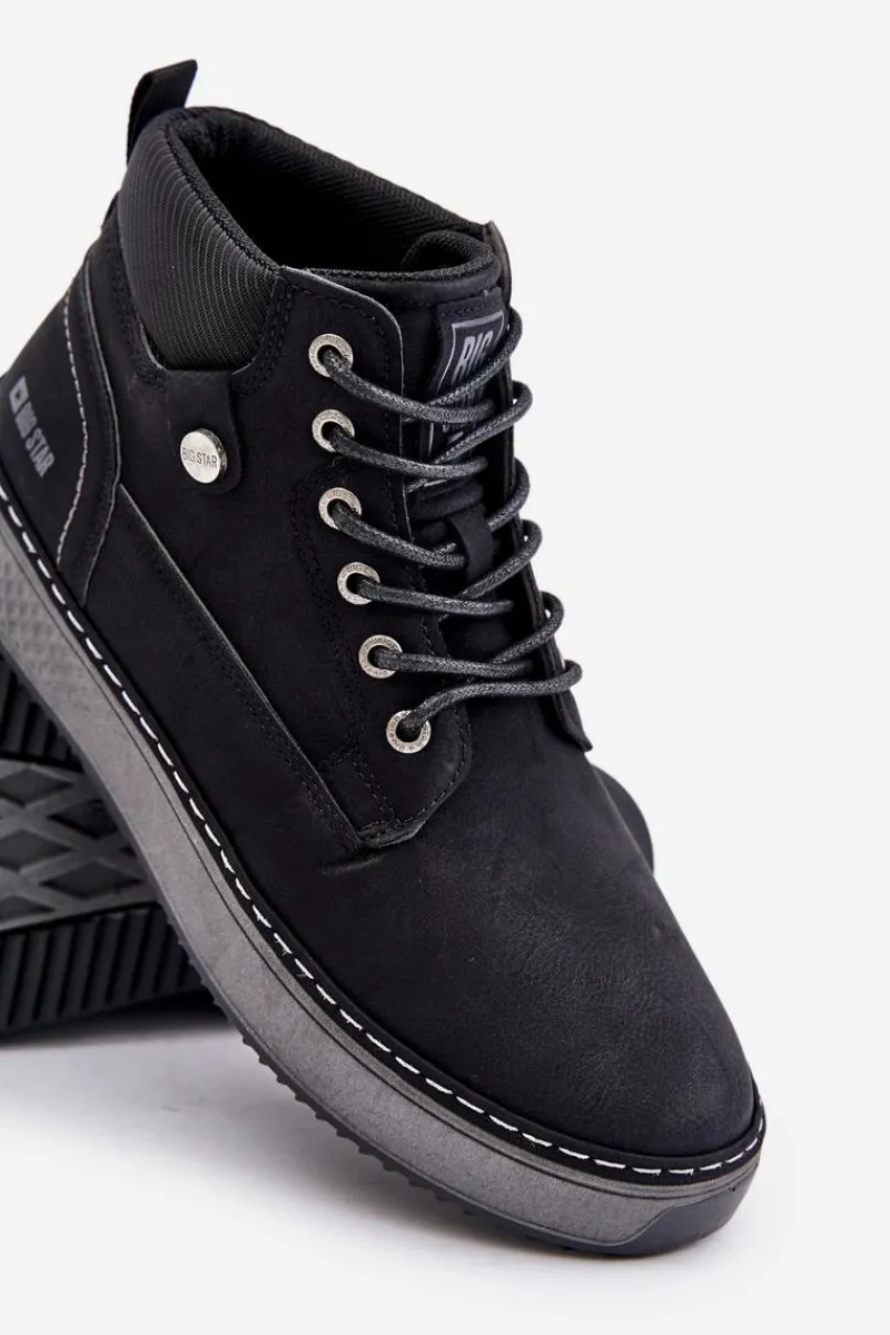 Sznurowane Botki Męskie Big Star OO174559 Hi-Poly System Czarne Męskie Botki Męskie