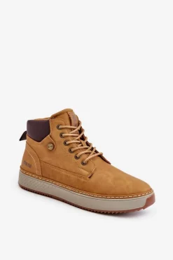 Botki Męskie>Big Star Shoes Sznurowane Botki Męskie Big Star OO174561 Hi-Poly System Camel Brązowy