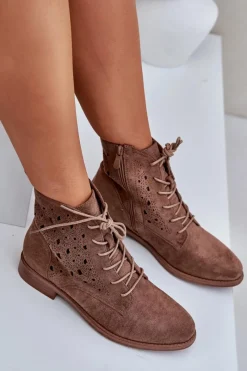 Botki Ażurowe|Brązowe I Beżowe Botki><noscript><img width=