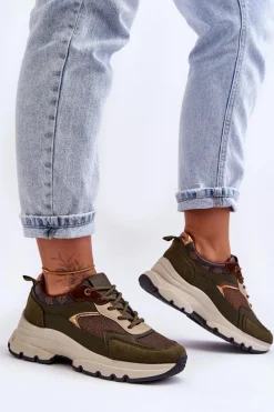 Sneakersy Damskie>Boto Sznurowane Buty Sportowe Na Platformie Zielone Escape