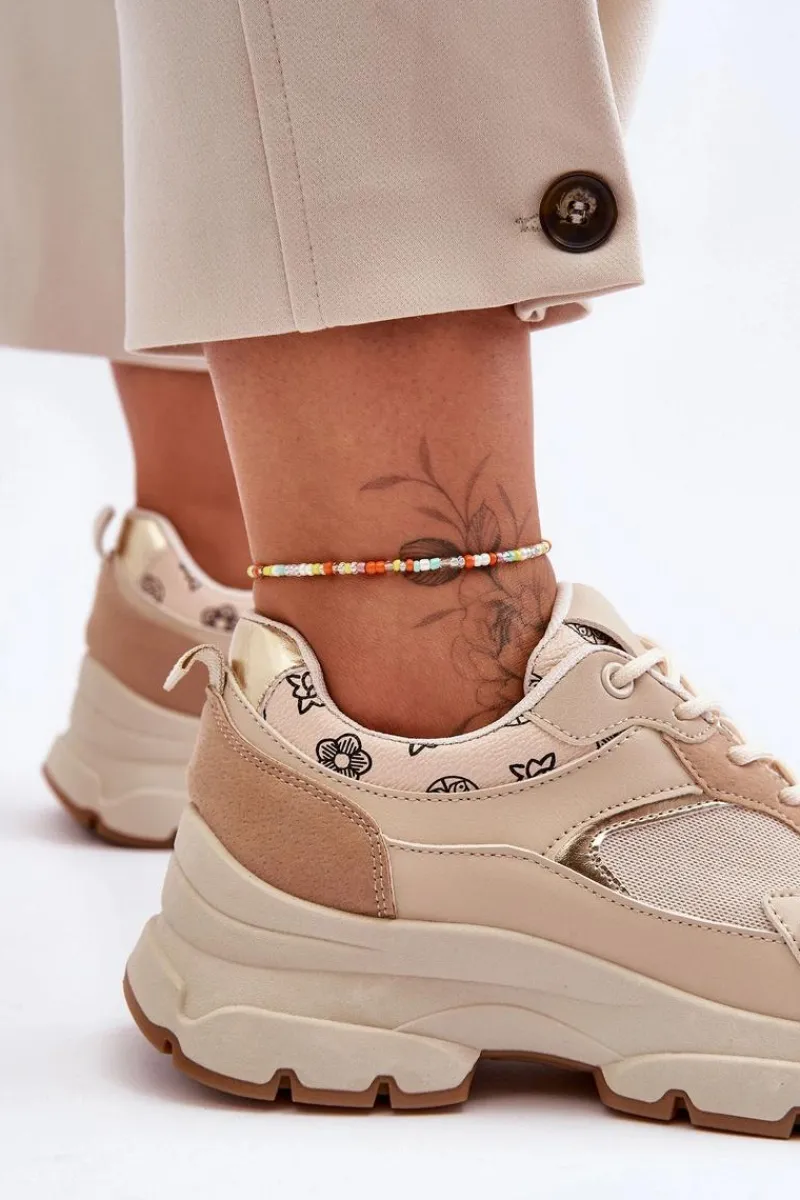 Online Sznurowane Buty Sportowe Na Platformie Beżowe Escape Damskie Sneakersy Damskie