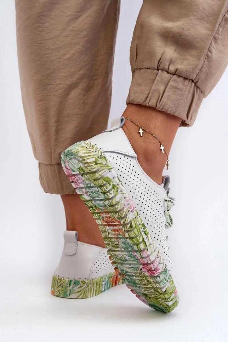 Półbuty Skórzane>Damskie buty S.Barski Sznurowe Półbuty Damskie Ze Skóry Naturalnej Białe Farnalea