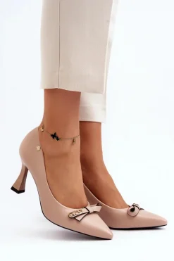 Clearance Buty damskie Vinceza Szpiki Eko Skórzane Beżowe Kismetti