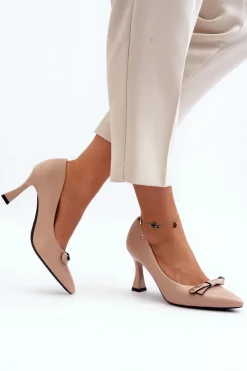 Clearance Buty damskie Vinceza Szpiki Eko Skórzane Beżowe Kismetti