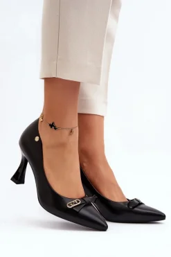 Czółenka Klasyczne>Buty damskie Vinceza Szpiki Eko Skórzane Czarne Kismetti