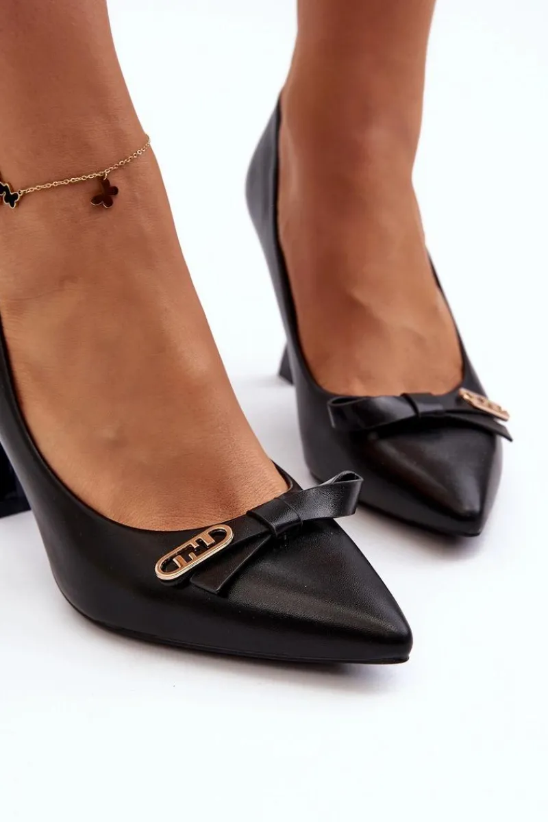 Czółenka Klasyczne>Buty damskie Vinceza Szpiki Eko Skórzane Czarne Kismetti