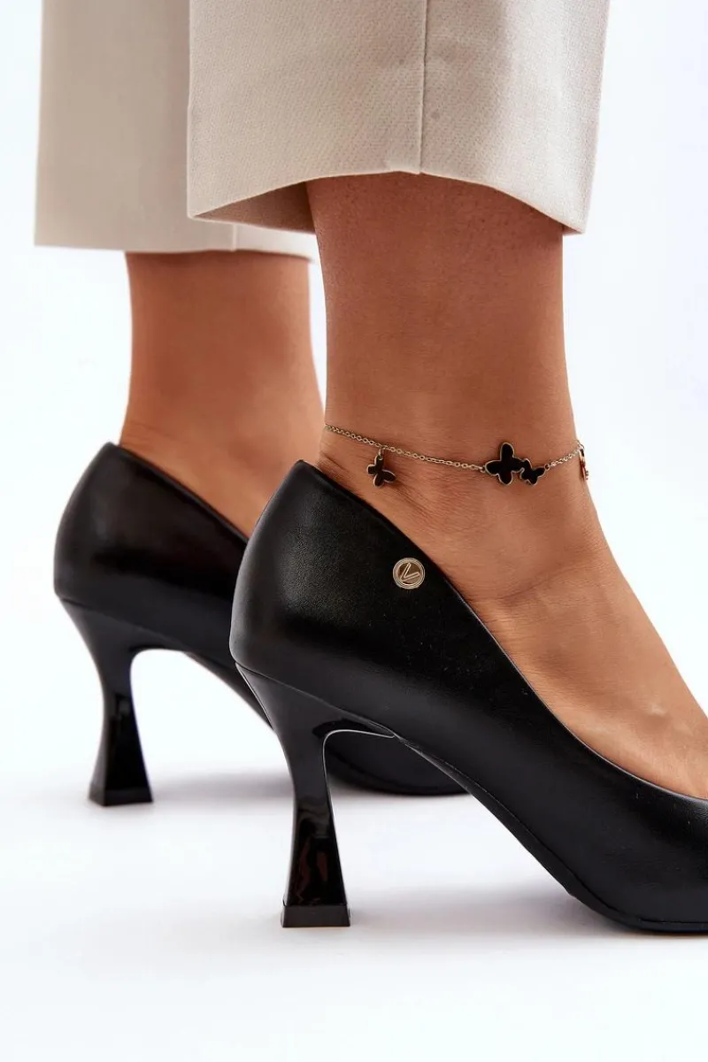 Czółenka Klasyczne>Buty damskie Vinceza Szpiki Eko Skórzane Czarne Kismetti