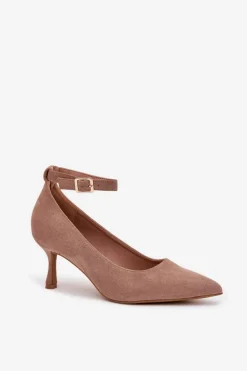 Online Szpilki Czółenka Z Eko Zamszu Ciemnobeżowe Devoria Damskie Czółenka Klasyczne