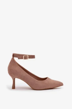 Online Szpilki Czółenka Z Eko Zamszu Ciemnobeżowe Devoria Damskie Czółenka Klasyczne