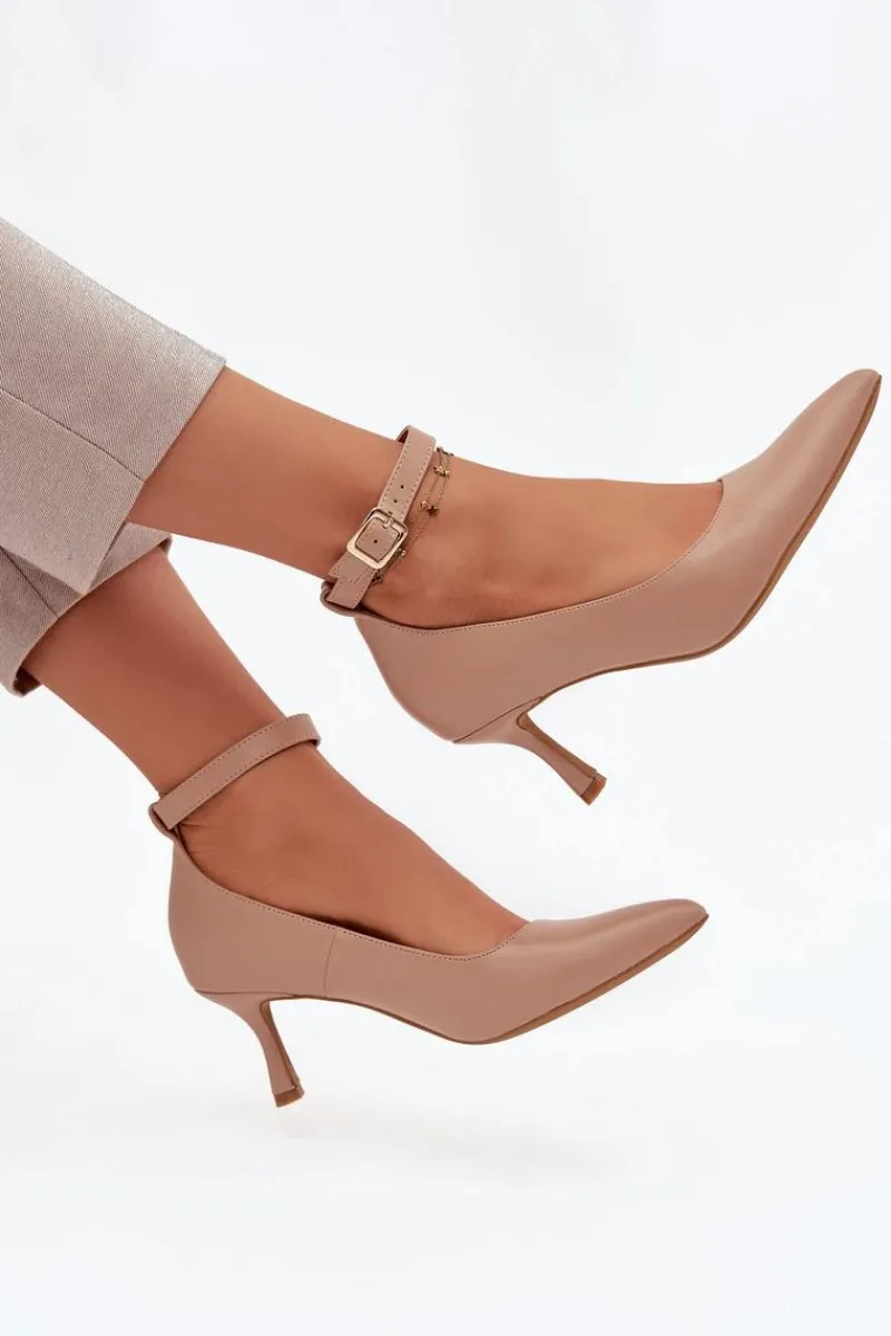 Czółenka Klasyczne>Boto Szpilki Czółenka Z Paskiem Ciemnobeżowe Perrine Beżowy